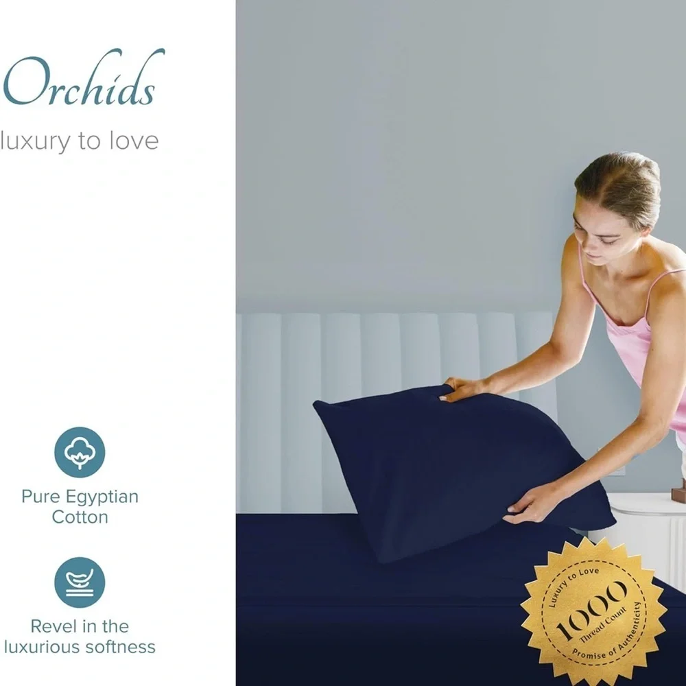 Luxury king size pillows case navy